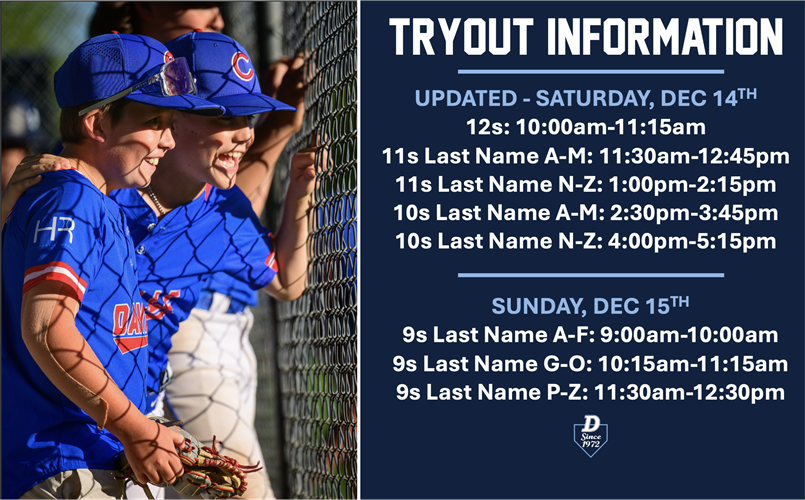 2025 Tryout Information and Times